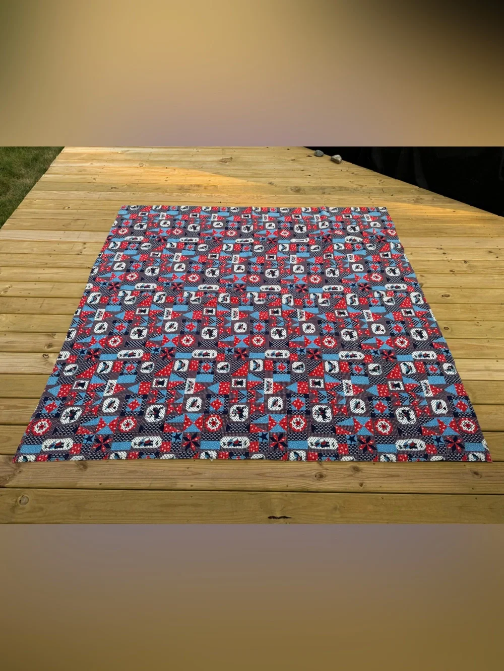 Vintage Patriotic Red White & Blue Patchwork Quilt